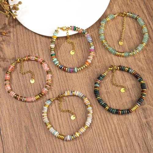 Gemstone Bracelets, with 304 Stainless Steel, gold color plated, fashion jewelry & different materials for choice & Unisex, Sold By PC