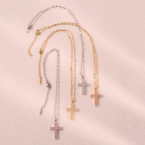 Collier de bijoux en acier inoxydable, Acier inoxydable 304, Placage, bijoux de mode & pavé de micro zircon & pour femme, plus de couleurs à choisir, Vendu par PC