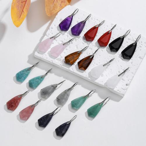 Natural Gemstone Earrings, with 304 Stainless Steel, fashion jewelry & different materials for choice & for woman, Sold By Pair