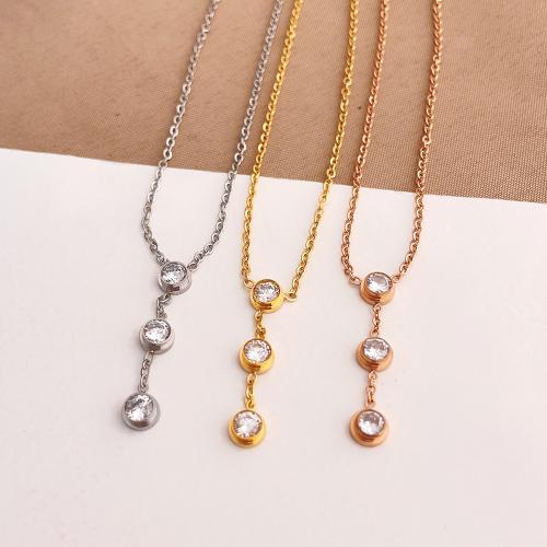 Collier de bijoux en acier inoxydable, Acier inoxydable 304, Placage, bijoux de mode & pour femme & avec strass, plus de couleurs à choisir, Vendu par PC