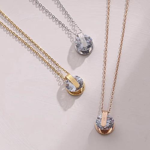 Collier de bijoux en acier inoxydable, Acier inoxydable 304, avec zircon cubique, bijoux de mode & pour femme, plus de couleurs à choisir, Vendu par PC