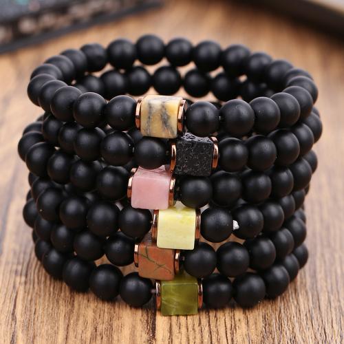 Gemstone Bracelets, Abrazine Stone, with Natural Stone & Elastic Thread & 304 Stainless Steel, handmade, fashion jewelry & different materials for choice & Unisex, Sold By PC