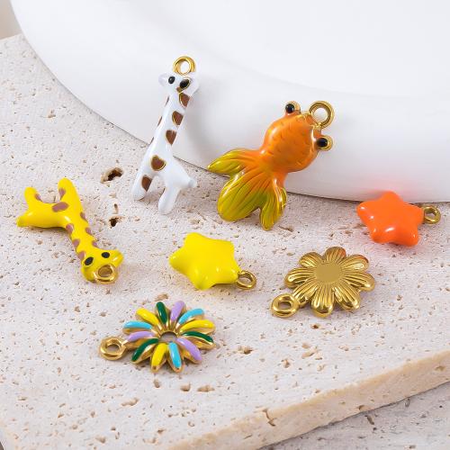 Stainless Steel Pendants, 304 Stainless Steel, gold color plated, DIY & different styles for choice & enamel, Sold By PC