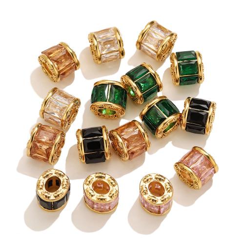 Stainless Steel Spacer Beads, 304 Stainless Steel, with Crystal, 18K gold plated, DIY, more colors for choice, Sold By PC