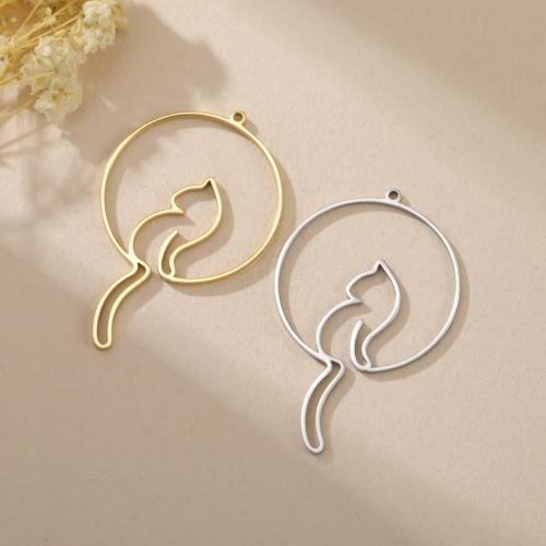 Stainless Steel Pendants, 304 Stainless Steel, Cat, plated, DIY & hollow, more colors for choice, 40x26mm, 10PCs/Bag, Sold By Bag