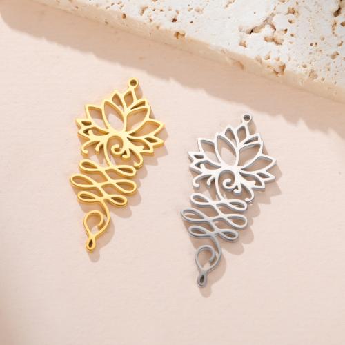Stainless Steel Flower Pendant, 304 Stainless Steel, plated, DIY, more colors for choice, 18x36.30mm, 10PCs/Bag, Sold By Bag