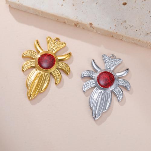 Gemstone Pendants Jewelry, 304 Stainless Steel, with Gemstone, Flower, plated, DIY, more colors for choice, 10PCs/Bag, Sold By Bag