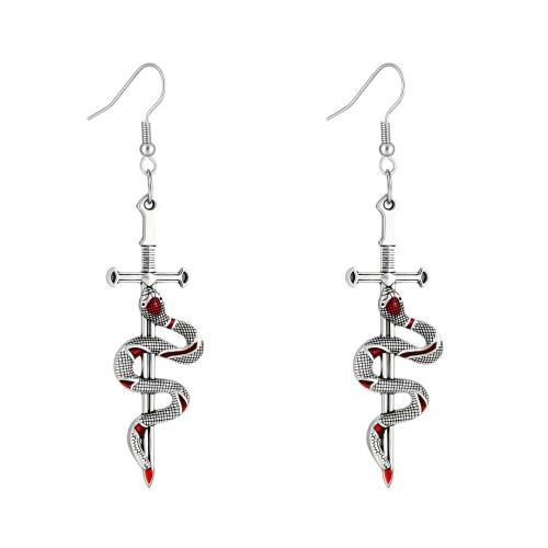 Tibetan Style Drop Earrings, plated, different styles for choice & for woman & enamel, silver color, Sold By Pair