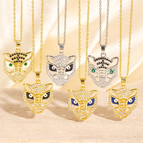 Cubic Zircon Micro Pave Brass Necklace, plated, micro pave cubic zirconia & for woman & enamel, Sold By PC