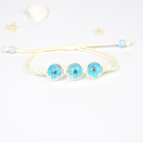 Glass Bracelet, with Dried Flower & Porcelain & Wax Cord, handmade, fashion jewelry & for woman, more colors for choice, Length:Approx 6-10 Inch, Sold By PC