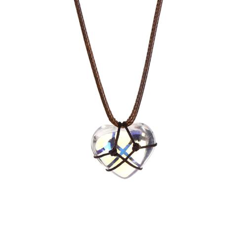 Tibetan Style Necklace, with Opal & PU Leather & Rose Quartz, Heart, fashion jewelry & for woman, more colors for choice, Length:Approx 20 Inch, Sold By PC