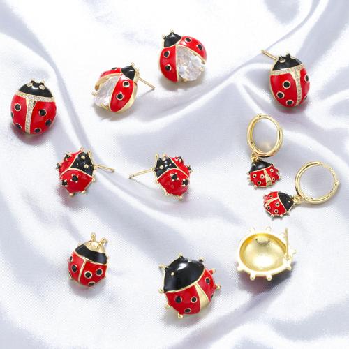 Cubic Zirconia Micro Pave Brass Earring, plated, fashion jewelry & micro pave cubic zirconia & enamel, more colors for choice, nickel, lead & cadmium free, Sold By Pair