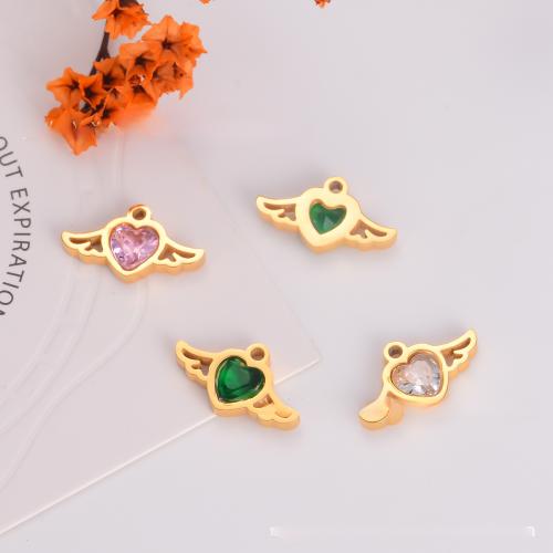 Stainless Steel Pendants, 304 Stainless Steel, gold color plated, DIY & micro pave cubic zirconia, more colors for choice, 5PCs/Bag, Sold By Bag