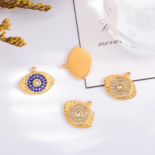 Stainless Steel Pendants, 304 Stainless Steel, gold color plated, DIY & with rhinestone, more colors for choice, 5PCs/Bag, Sold By Bag