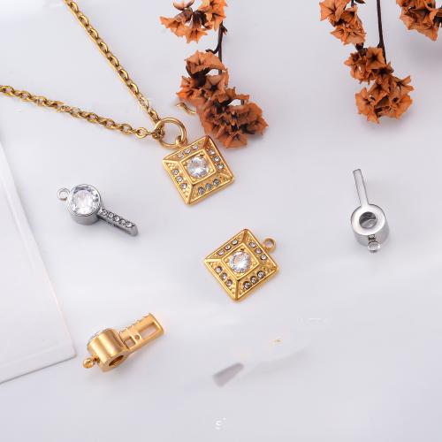 Stainless Steel Pendants, 304 Stainless Steel, gold color plated, DIY & with rhinestone, more colors for choice, 5PCs/Bag, Sold By Bag