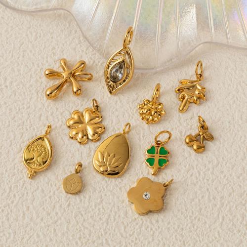 Stainless Steel Pendants, 304 Stainless Steel, gold color plated, DIY & enamel & with rhinestone, more colors for choice, Sold By PC