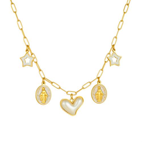 Stainless Steel Jewelry Necklace, 304 Stainless Steel, with Acrylic, gold color plated, fashion jewelry & for woman & enamel, Sold By PC