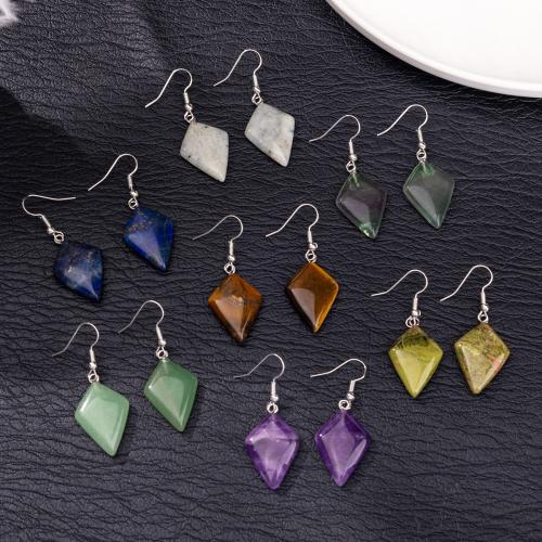 Natural Gemstone Earrings, with 304 Stainless Steel, fashion jewelry & different materials for choice & for woman, Sold By Pair