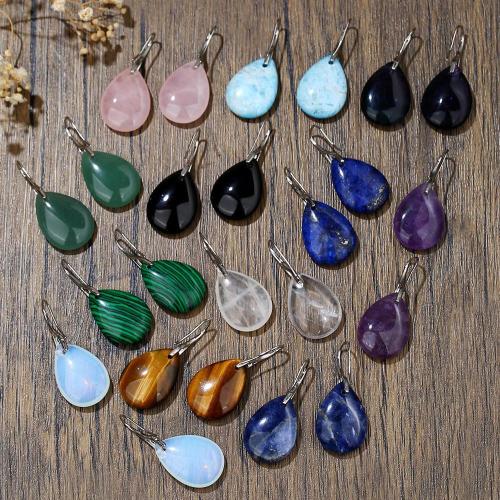 Natural Gemstone Earrings, with 304 Stainless Steel, fashion jewelry & different materials for choice & for woman, Sold By Pair