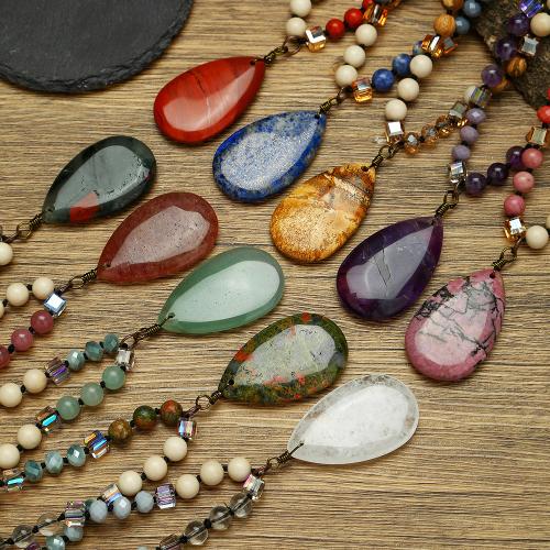 Collar de piedras preciosas joyas, con Cristal & madera, Joyería & diferentes materiales para la opción & unisexo, Vendido por UD