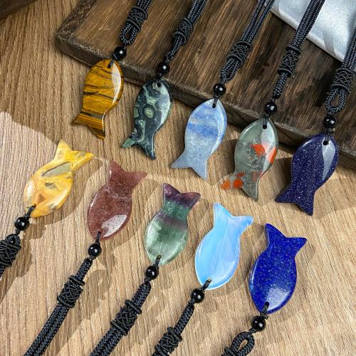 Collar de piedras preciosas joyas, con cordón de nylon, Joyería & diferentes materiales para la opción & unisexo, Vendido por UD