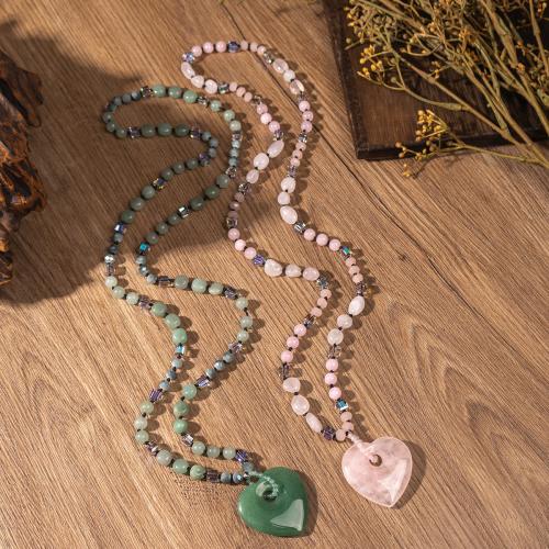 Natural Gemstone Necklace, with Crystal, fashion jewelry & different materials for choice & Unisex, Sold By PC