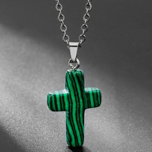 Collier bijoux de pierre gemme, avec Acier inoxydable 304, bijoux de mode & différents matériaux pour le choix & unisexe, sans plomb et nickel, Vendu par PC