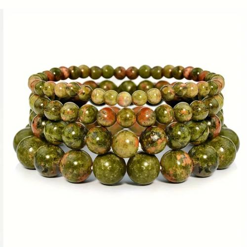 Unakite Bracelet, with Elastic Thread, fashion jewelry & Unisex & different size for choice, Sold By PC