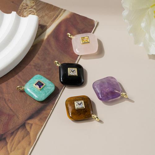 Gemstone Pendants Jewelry, Natural Stone, with Tibetan Style, DIY & micro pave cubic zirconia, more colors for choice, Sold By PC