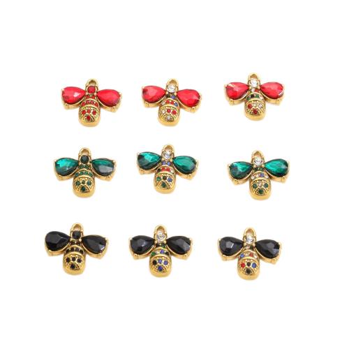 Stainless Steel Animal Pendants, 304 Stainless Steel, Bee, plated, DIY & with rhinestone, more colors for choice, 16.50x20.50mm, 3PCs/Bag, Sold By Bag
