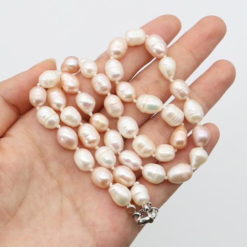 Freshwater Pearl Brass Necklace, with Brass, fashion jewelry, mixed colors, 7-8mm, Length:44 cm, Sold By PC