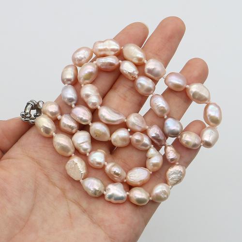Freshwater Pearl Brass Necklace, with Brass, fashion jewelry, mixed colors, 9-10mm, Length:47 cm, Sold By PC