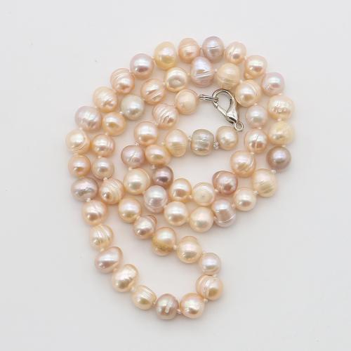 Freshwater Pearl Brass Necklace, with Brass, fashion jewelry, mixed colors, 7-8mm, Length:44 cm, Sold By PC