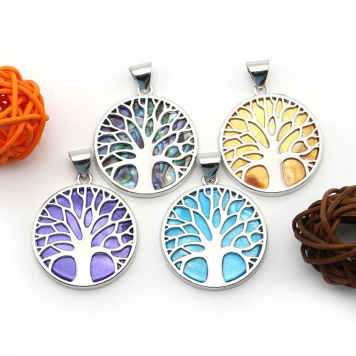 Shell Pendants, Brass, with Shell, plated, DIY, more colors for choice, nickel, lead & cadmium free, 33x38mm, Sold By PC