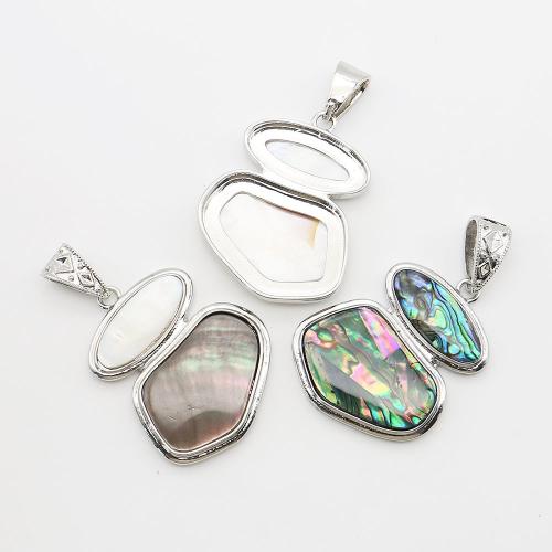 Natural Abalone Shell Pendants, Tibetan Style, with Abalone Shell, plated, DIY, more colors for choice, 46x69mm, Sold By PC