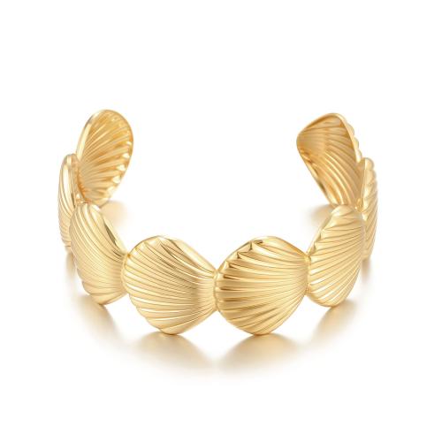 Iron Cuff Bangle, Shell, plated, fashion jewelry & for woman, golden, Sold By PC