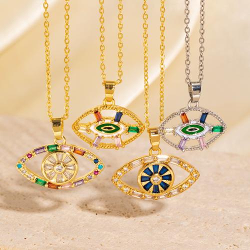 Cubic Zircon Micro Pave Brass Necklace, plated, different styles for choice & micro pave cubic zirconia & for woman, Sold By PC