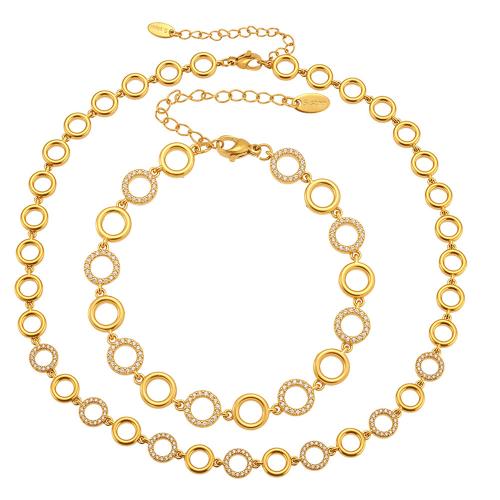 Cubic Zirconia Stainless Steel Jewelry Sets, 304 Stainless Steel, plated, different styles for choice & micro pave cubic zirconia & for woman, more colors for choice, Sold By PC