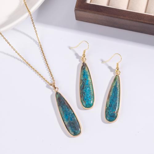 Natural Gemstone Jewelry Sets, Impression Jasper, with 304 Stainless Steel, gold color plated, fashion jewelry & different styles for choice & for woman, Sold By PC