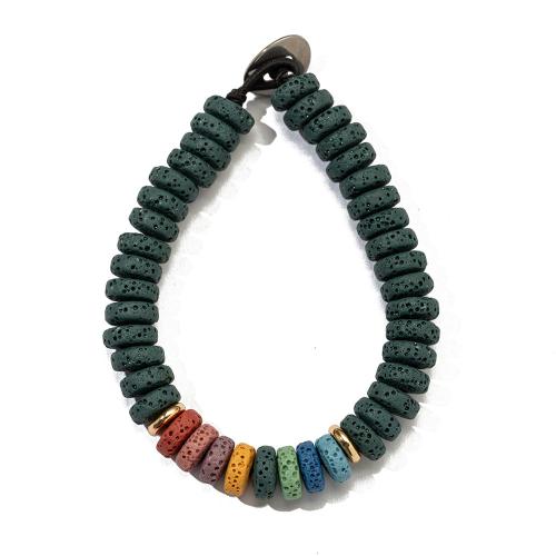 Gemstone Bracelets, Lava, fashion jewelry, mixed colors, Sold By PC