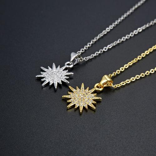 Cubic Zircon Micro Pave Brass Necklace, Flower, plated, fashion jewelry & micro pave cubic zirconia, more colors for choice, nickel, lead & cadmium free, Length:45 cm, Sold By PC