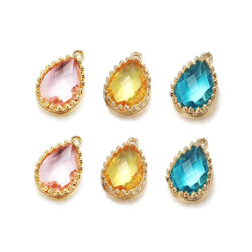 Crystal Pendants, Brass, with Crystal, Teardrop, plated, DIY, more colors for choice, 50PCs/Bag, Sold By Bag