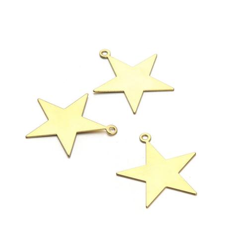 Латунные ювелирные кулоны, Латунь, Звезда, Другое покрытие, DIY, Золотой, не содержит никель, свинец, 50ПК/сумка, продается сумка