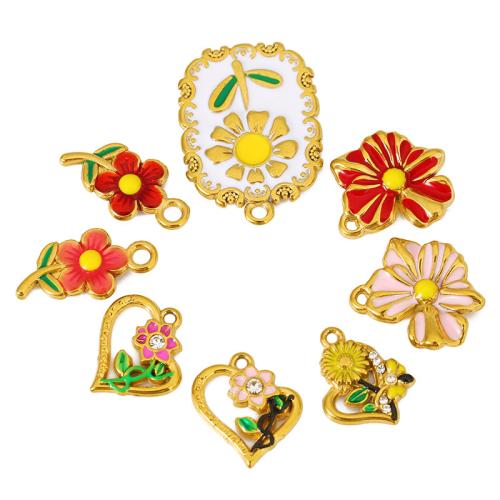 Stainless Steel Flower Pendant, 304 Stainless Steel, plated, DIY & micro pave cubic zirconia & enamel, more colors for choice, 3PCs/Bag, Sold By Bag