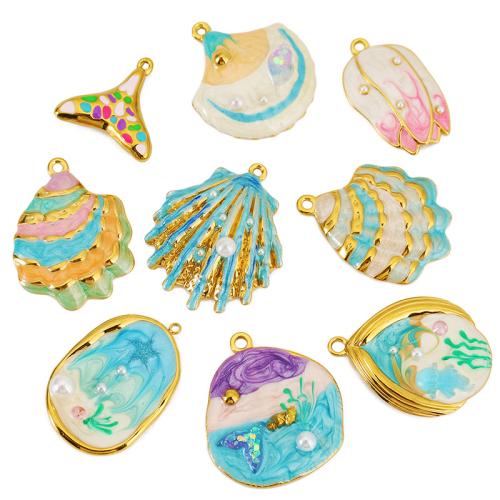 Stainless Steel Animal Pendants, 304 Stainless Steel, with Plastic Pearl, plated, DIY & enamel, more colors for choice, 3PCs/Bag, Sold By Bag