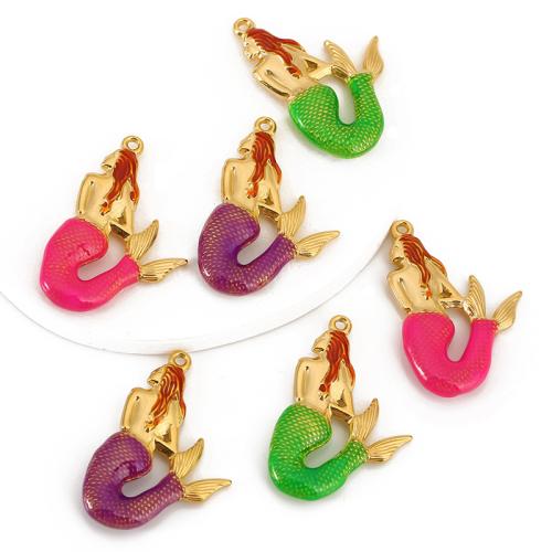 Stainless Steel Pendants, 304 Stainless Steel, Mermaid, plated, DIY & enamel, more colors for choice, 4PCs/Bag, Sold By Bag