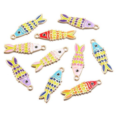 Tibetan Style Enamel Pendants, Fish, plated, DIY, more colors for choice, 100PCs/Bag, Sold By Bag