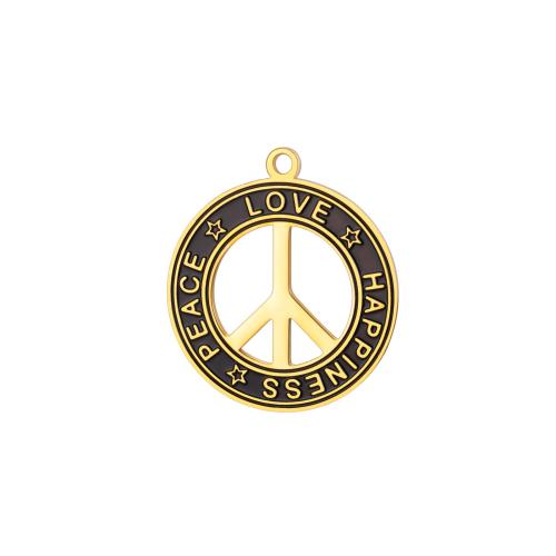 Stainless Steel Pendants, 304 Stainless Steel, Peace Logo, plated, DIY, more colors for choice, 28x32mm, Sold By PC