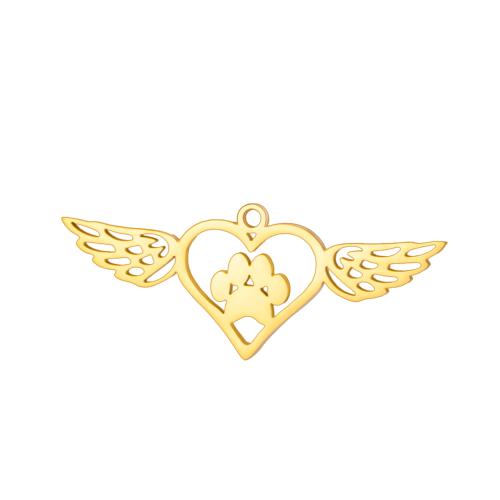 Stainless Steel Heart Pendants, 304 Stainless Steel, Winged Heart, plated, DIY & hollow, more colors for choice, 38x15mm, Sold By PC