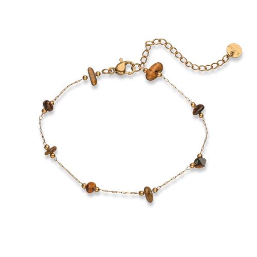 304 Stainless Steel Bracelet, with Natural Stone, 18K gold plated, different styles for choice & for woman, Sold By PC
